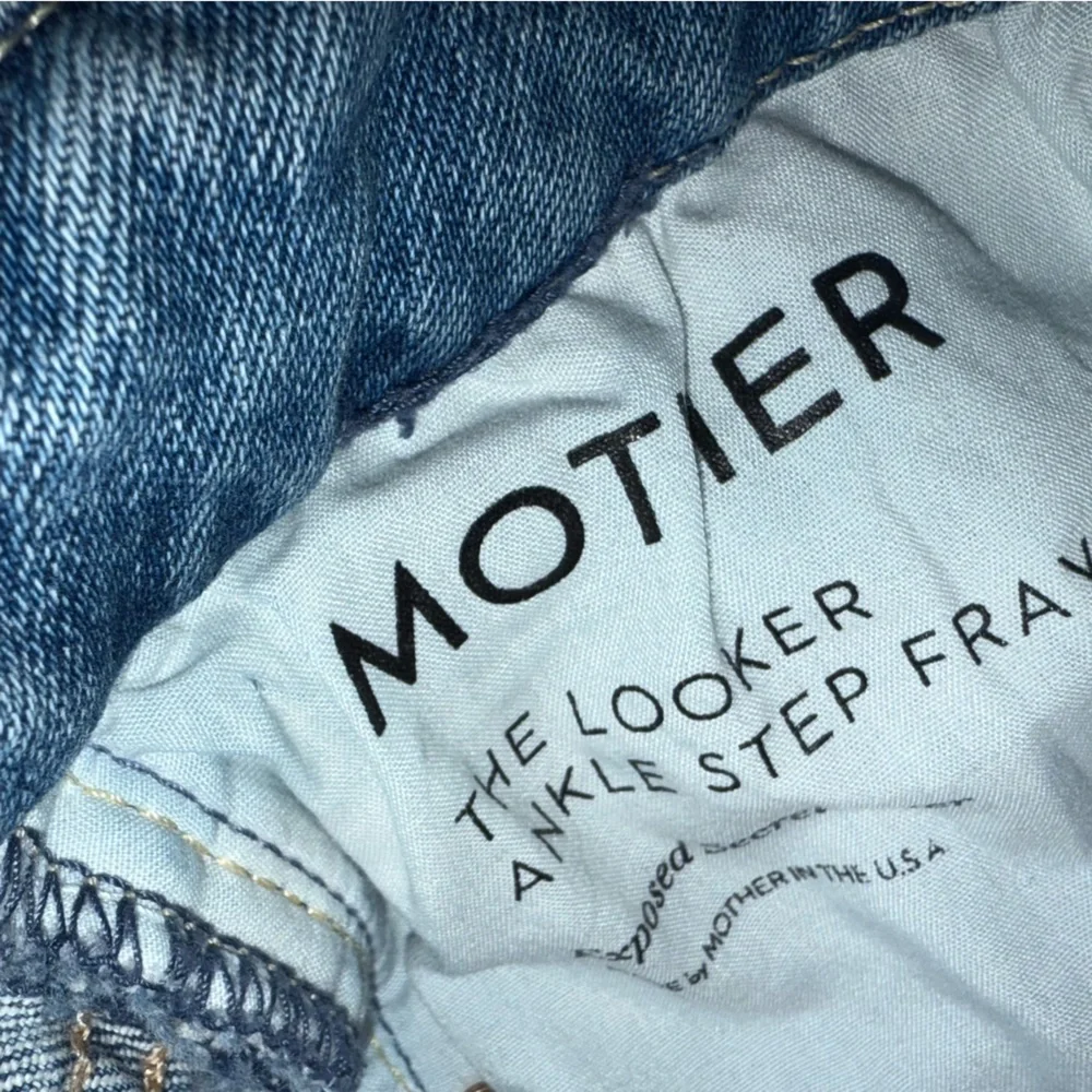 MOTHER The Looker Step Ankle Fray Jeans Despite Differences Denim Blue 27 - Picture 4 of 7